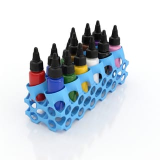 Stojan na lahvičky 22 mm - 12 barev – modrý 3D tištěný produkt naplněný obsahem.