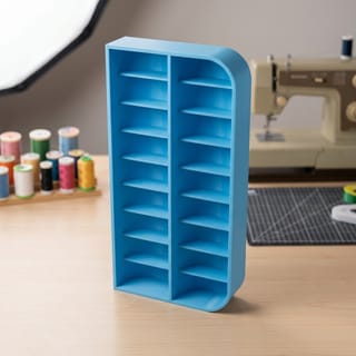Organizér na cívky třídy M - 16 cívek – modrý 3D tištěný produkt v reálném prostředí.