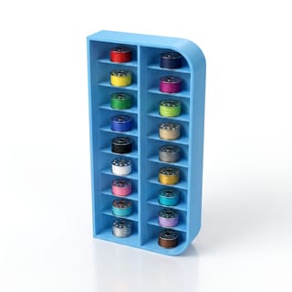 Organizér na cívky třídy M - 16 cívek – modrý 3D tištěný produkt naplněný obsahem.