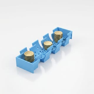Zásobník na Euro Mince - 10 centů – modrý 3D tištěný produkt naplněný obsahem.