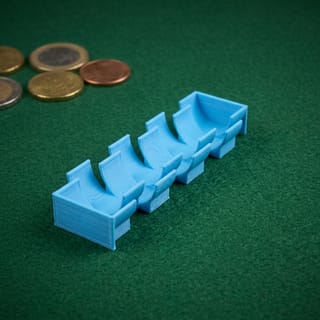 Zásobník na Euro Mince - 20 centů – modrý 3D tištěný produkt v reálném prostředí.