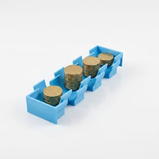 Zásobník na Euro Mince - 20 centů – modrý 3D tištěný produkt naplněný obsahem.
