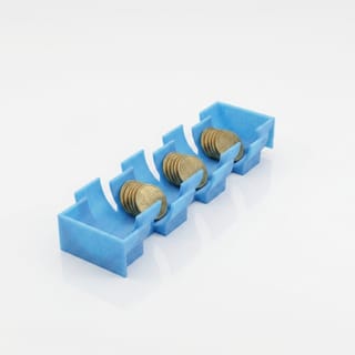 Zásobník na Euro Mince - 50 centů – modrý 3D tištěný produkt naplněný obsahem.