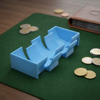 Zásobník na Euro Mince - 1 € – modrý 3D tištěný produkt v reálném prostředí.