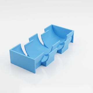 Zásobník na Euro Mince - 1 € – prázdný modrý 3D tištěný produkt na bílém pozadí.