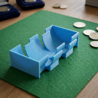 Zásobník na Euro Mince - 2 € – modrý 3D tištěný produkt v reálném prostředí.