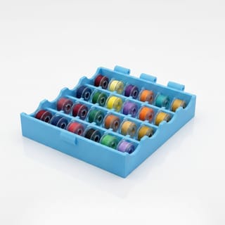 Organizér cívek Class 15 – modrý 3D tištěný produkt naplněný obsahem.