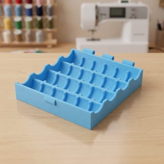 Organizér cívek Class 15 – modrý 3D tištěný produkt v reálném prostředí.