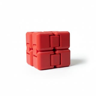Kinetická kostka Fidget Infinity v plně složeném tvaru kostky, detail spoje.